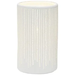 Lampe forme tube ajouré céramique blanc