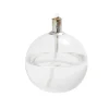 Lampe à huile ronde en verre et mèche coton H13cm