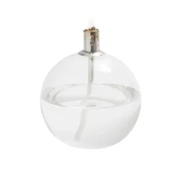 Lampe à huile ronde en verre et mèche coton H13cm