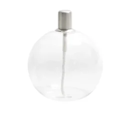 Lampe à huile ronde en verre et mèche coton H13cm