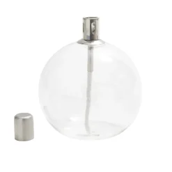 Lampe à huile ronde en verre et mèche coton H13cm