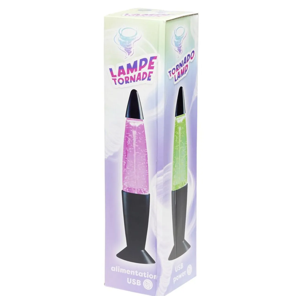 Lampe à lave tornade LED RVB USB-C plastique noir Ø9xH34cm