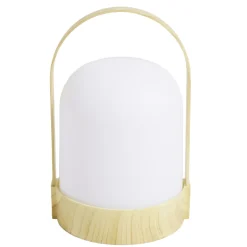 Lampe LED avec anse polypropylène blanc et beige H21,5xL14x13cm