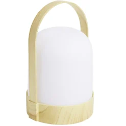 Lampe LED avec anse polypropylène blanc et beige H21,5xL14x13cm
