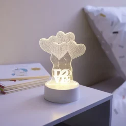 Lampe LED 3D filigrane ballons coeurs LOVE 12,5x9,8xH18,5cm