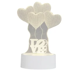 Lampe LED 3D filigrane ballons coeurs LOVE 12,5x9,8xH18,5cm
