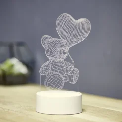 Lampe LED 3D filigrane ourson coeur 12x9,8xH21cm < Gifi Online