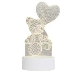Lampe LED 3D filigrane ourson coeur 12x9,8xH21cm < Gifi Online