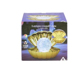 Lampe LED perle et coquillage doré < Gifi New