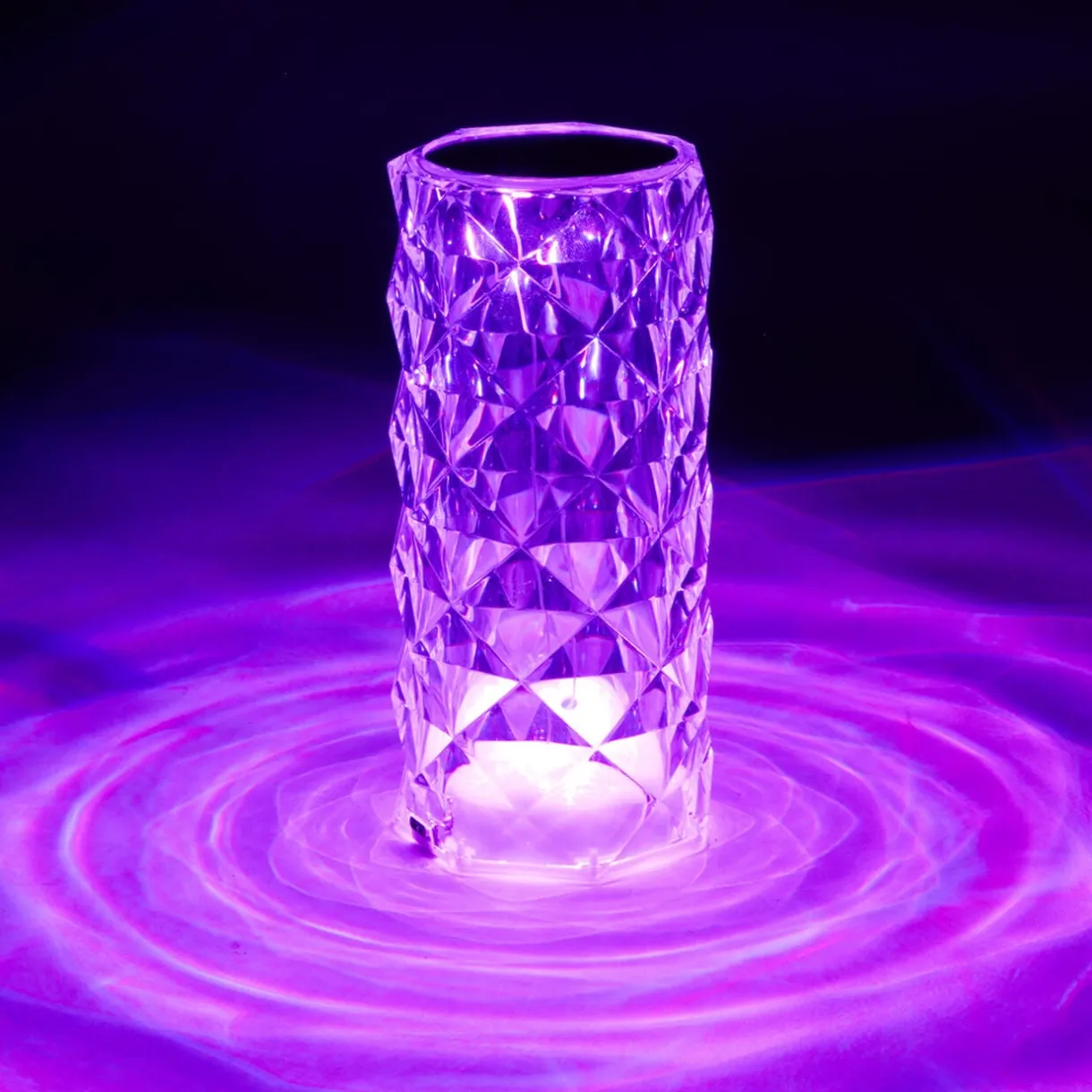 Lampe LED RGB tactile design cristal avec télécommande Ø7,5xH15,5cm < Gifi Sale