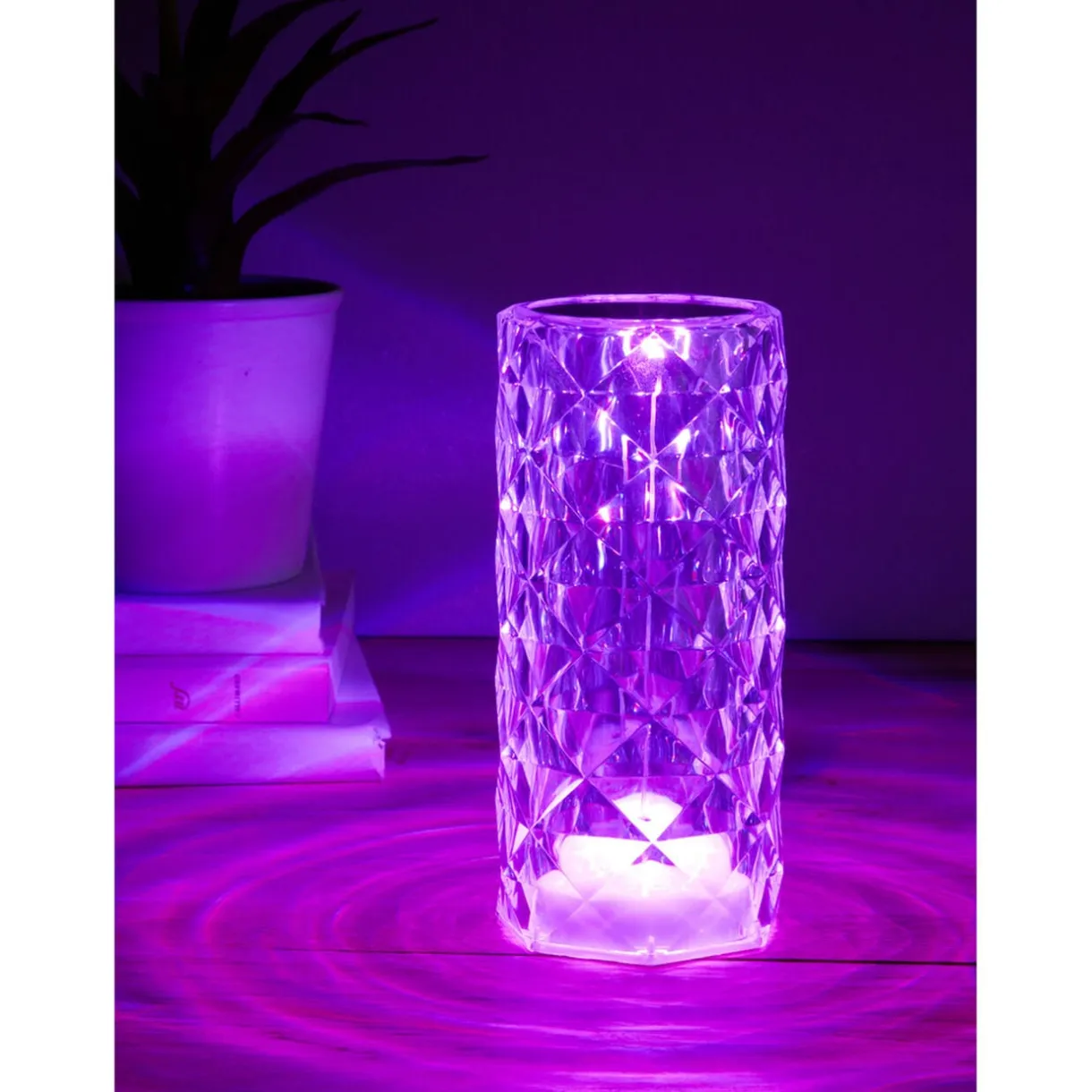 Lampe LED RGB tactile design cristal avec télécommande Ø7,5xH15,5cm < Gifi Sale