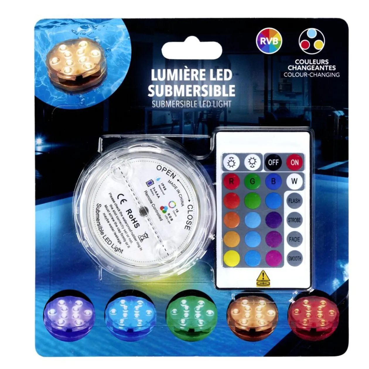 Lampe LED submersible pour piscine Ø7xH3cm