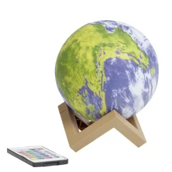 Lampe mappemonde socle bois et télécommande Ø15cm < Gifi New