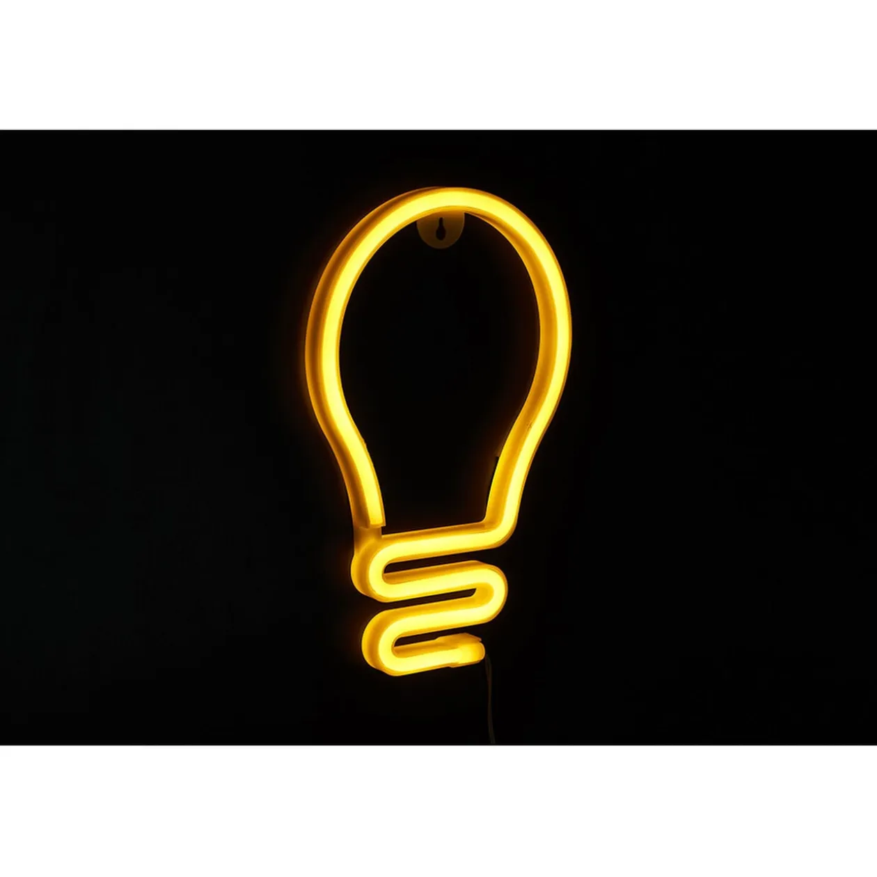 Lampe néon LED forme ampoule jaune à suspendre L16,5xH26,5cm
