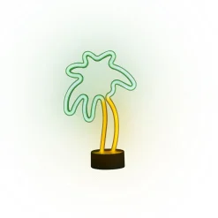 Lampe néon LED forme palmier vert et jaune Ø9,5x18,5xH29,5cm