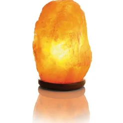 Lampe Pierre de Sel de l'Himalaya Mességué avec socle bois Ø13xH24cm < Gifi Online