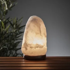 Lampe pierre de sel de l'Himalaya Mességué socle bois Ø13xH24cm < Gifi Hot