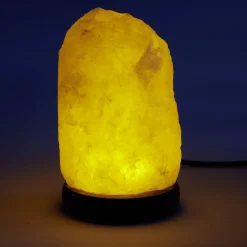 Lampe pierre de sel rose avec socle bois USB Ø8xH15cm