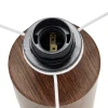 Lampe à poser base céramique effet bois abat-jour blanc Ø24xH37cm