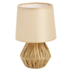 Lampe à poser base raphia avec abat jour beige Ø14xH22cm < Gifi Best