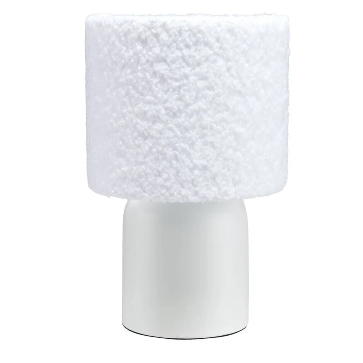 Lampe à poser céramique abat-jour laine bouclée blanc Ø14xH22cm < Gifi Clearance