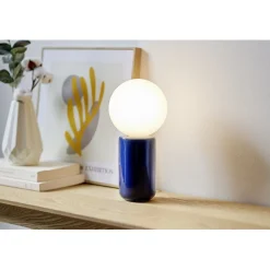 Lampe à poser cylindrique céramique et verre avec boule 12xH25cm (2 modèles)