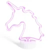 Lampe à poser d'ambiance néon rose forme licorne 20x10xH24,5cm