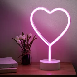 Lampe à poser d'ambiance néon rose forme licorne 20x10xH24,5cm