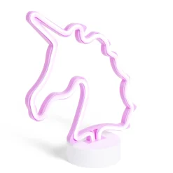 Lampe à poser d'ambiance néon rose forme licorne 20x10xH24,5cm