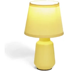 Lampe à poser en céramique avec abat-jour tissu jaune Ø14,2xH24,5cm < Gifi Hot