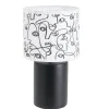 Lampe à poser faïence abat jour motif line art visage < Gifi Best