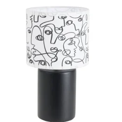 Lampe à poser faïence abat jour motif line art visage < Gifi Best
