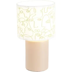 Lampe à poser faïence abat jour motif line art visage < Gifi Best