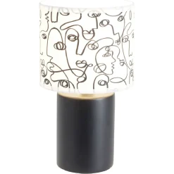 Lampe à poser faïence abat jour motif line art visage < Gifi Best