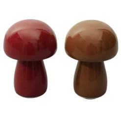 Lampe à poser forme champignon à LED en métal et plastique Ø10,5xH13,5cm (2 modèles rouge ou marron) < Gifi