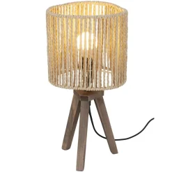 Lampe à poser trépied bois abat-jour papier tressé Ø16xH32,5cm < Gifi Outlet