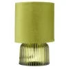 Lampe à poser verre strié et abat-jour textile Ø14xH21cm (3 modèles)