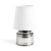 Lampe à poser Ø12xH22cm verre et polyester gris argenté < Gifi