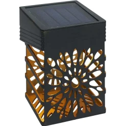 Lampe solaire design fleur plastique noir 7,6x5,2xH10,3cm
