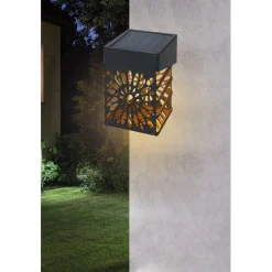 Lampe solaire design fleur plastique noir 7,6x5,2xH10,3cm
