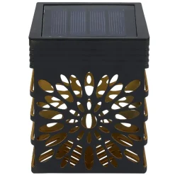 Lampe solaire design fleur plastique noir 7,6x5,2xH10,3cm