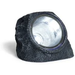 Lampe solaire design pierre LED blanc froid Ø14xH11cm < Gifi