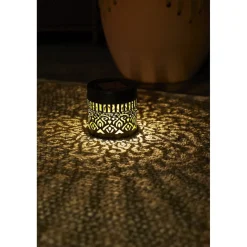 Lampe solaire murale forme photophore noir Ø8,5xH8,5cm