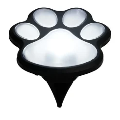 Lampe solaire à planter forme patte de chien noire Ø9xH9cm