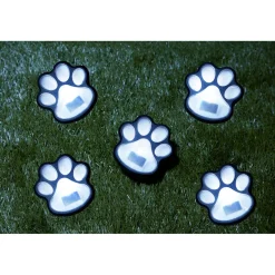 Lampe solaire à planter forme patte de chien noire Ø9xH9cm