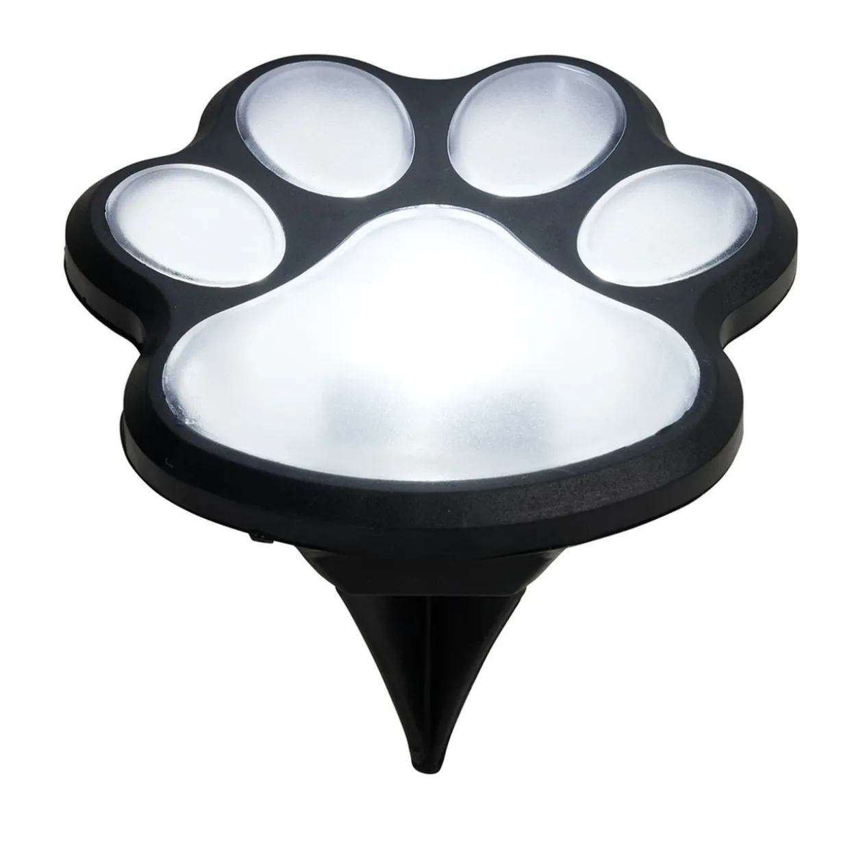 Lampe solaire à planter forme patte de chien noire Ø9xH9cm