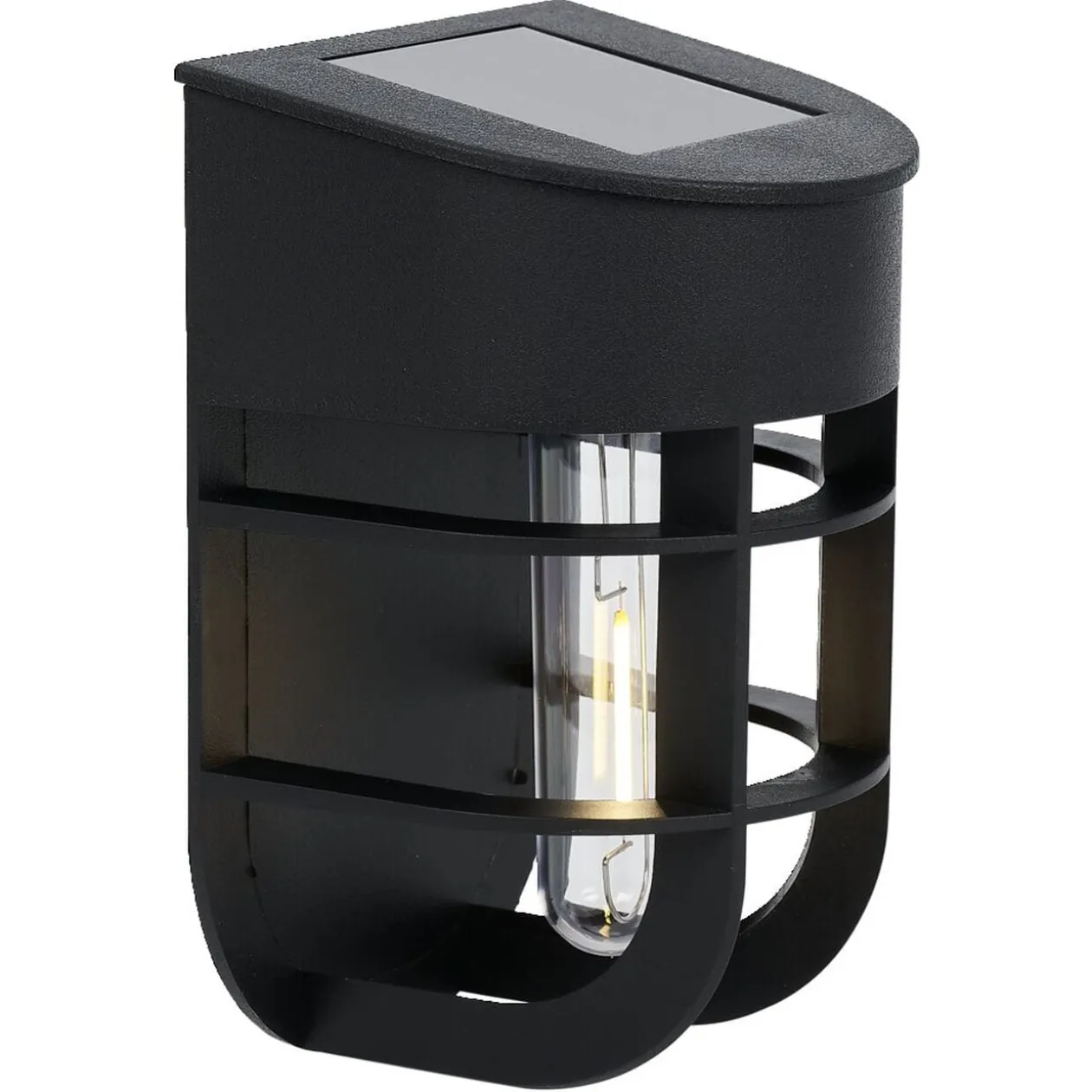 Lampe solaire plastique noir 9,5x8xH14,5cm