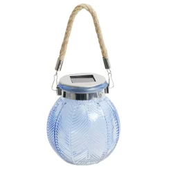 Lampe solaire à poser ou suspendre en verre et jute Ø11xH12,5cm (2 modèles)