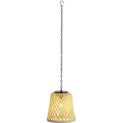 Lampe solaire suspension beige en bambou et fer Ø18xH20,5cm < Gifi Outlet