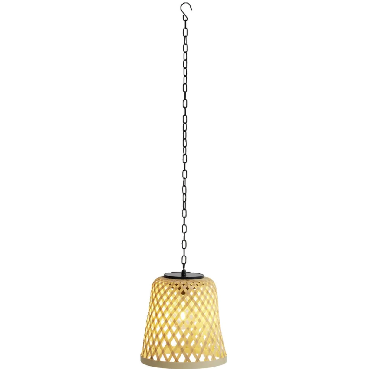 Lampe solaire suspension beige en bambou et fer Ø18xH20,5cm < Gifi Outlet
